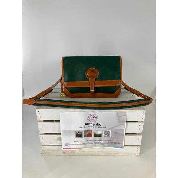 DOONEY & BOURKE MEDIUM GREEN LEATHER VINTAGE CROSSBODY BAG - Picture 2 of 16